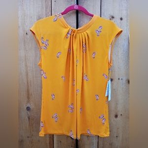 Liz Claiborne Gold flowy shirt with Paisley. Size medium